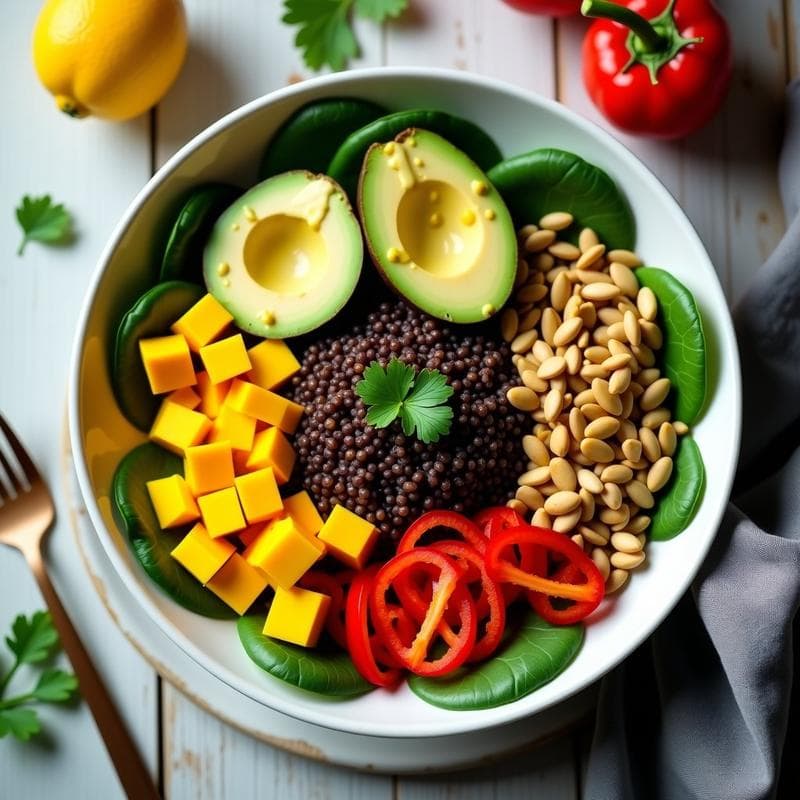 Bowl de Quinoa Negra y Mango con Aderezo de Cúrcuma: Receta Antiinflamatoria y Vegana
