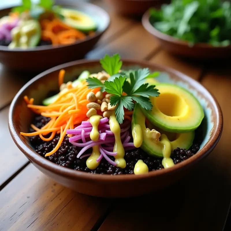 Bowl de Quinoa Negra con Mango Verde y Cacahuetes: Receta India Crudivegana