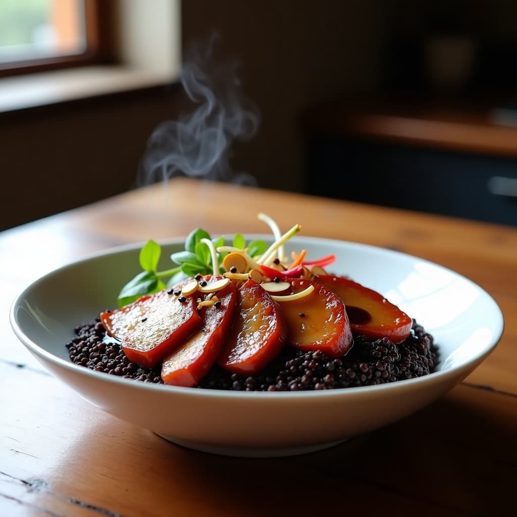 Bowl de Quinoa Negra y Pato Pekín con Reducción de Tamarindo: Receta China Gourmet en 30 Minutos