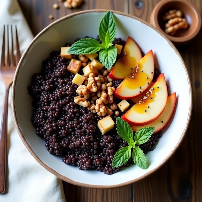 Bowl de Quinoa Negra con Pera y Nueces: Desayuno Keto Sin Cocción