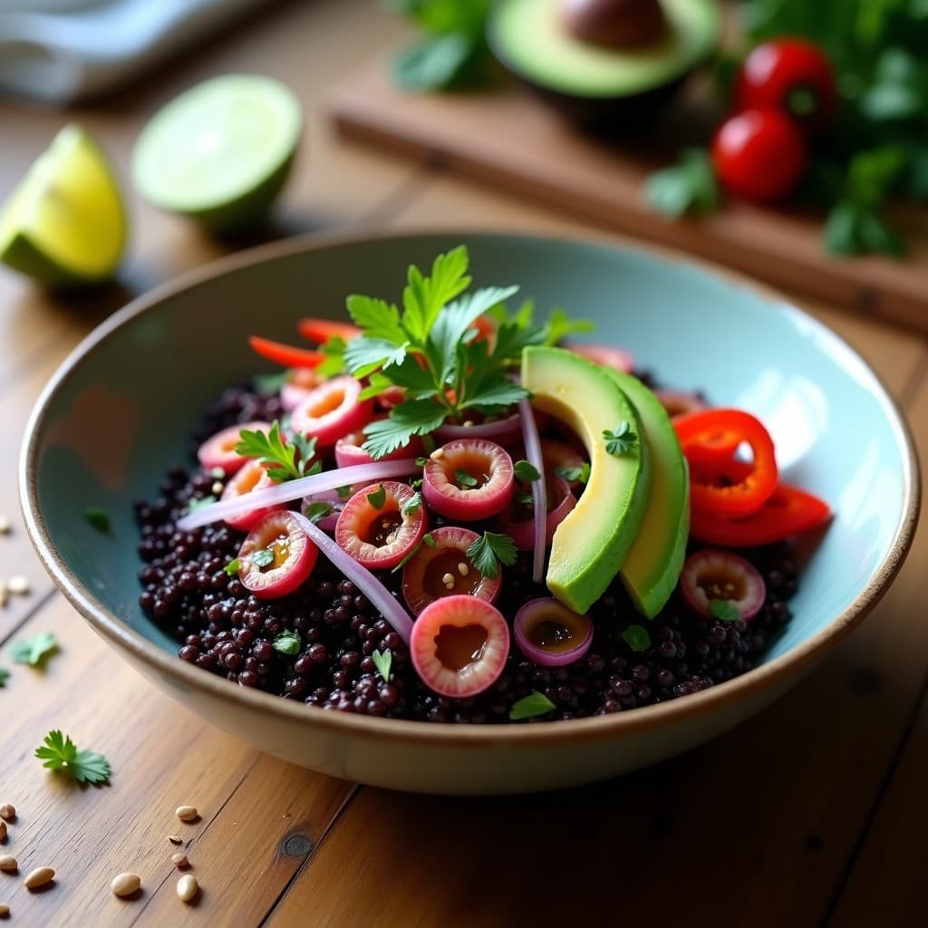 Bowl de Quinoa Negra con Pulpo y Vinagreta de Limón: Receta Peruana Gourmet