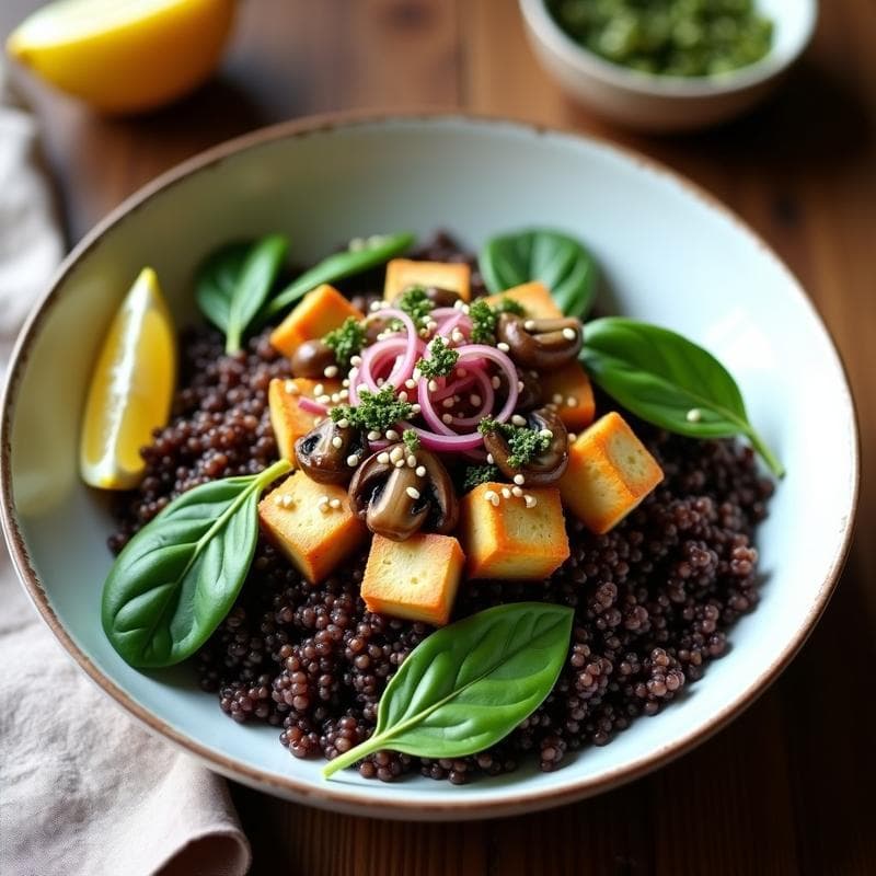 Bowl de Quinoa Negra y Tofu Ahumado: Receta Umami en 20 Minutos con Superalimentos