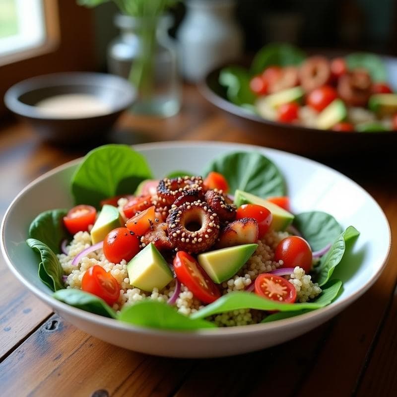 Bowl de Quinoa y Pulpo Ahumado: Receta en Airfryer con Proteína y Omega-3 en 25 Minutos