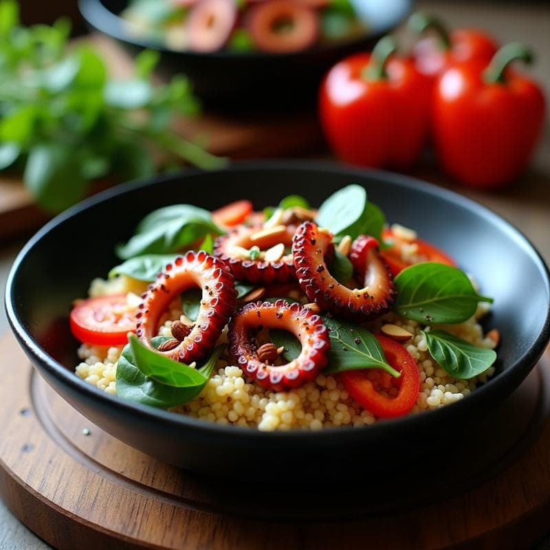 Bowls de Quinoa con Pulpo y Pimentón de la Vera: Receta Española Alta en Hierro