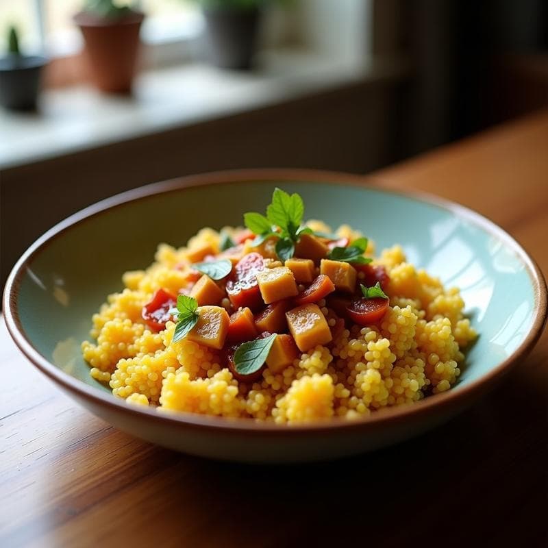Bowl de Quinoa y Tofu Ahumado: Receta en Thermomix con Proteína Vegetal Completa en 20 Minutos