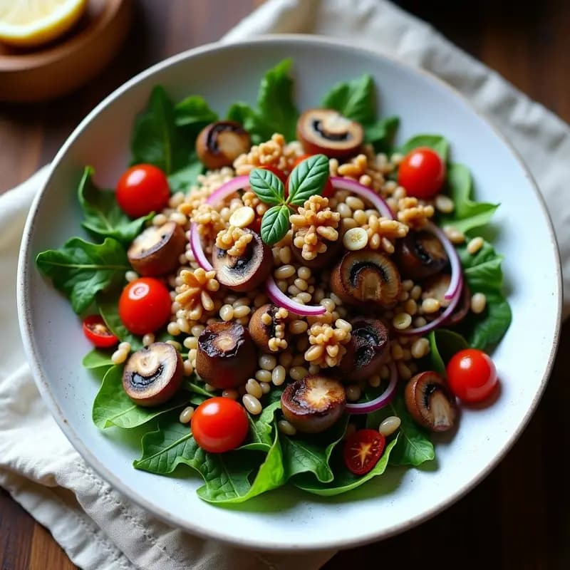 Bowl de Sarrasseta (Setas Vasca) y Espelta con Vinagreta de Trufa Negra: Receta Auténtica en 20 Minutos