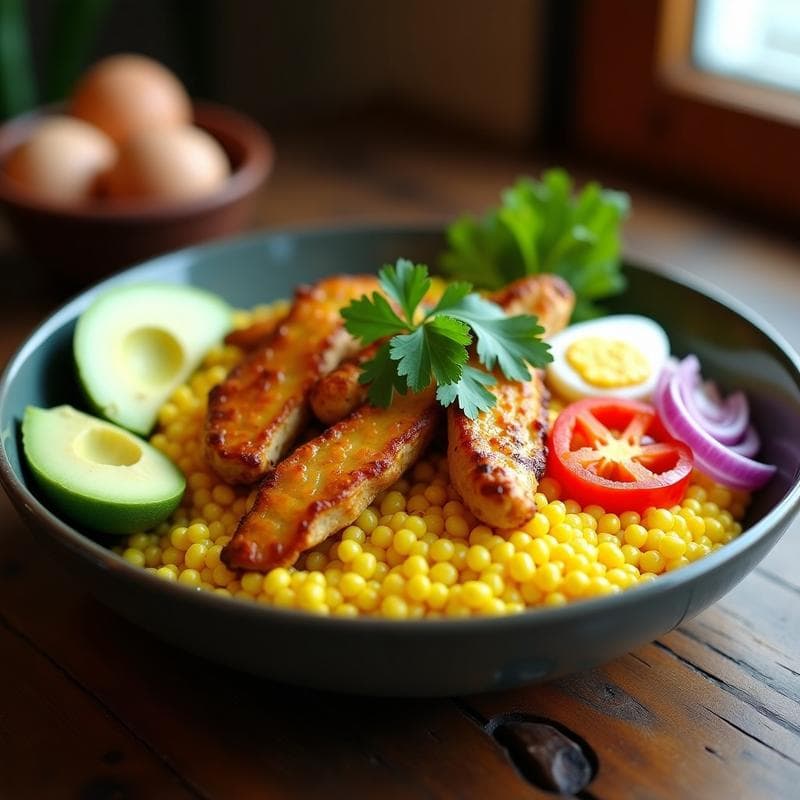 Bowl de Sémola de Maíz con Pollo al Ají Amarillo: Receta Peruana en 20 Minutos