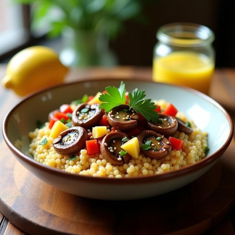 Bowl de Sémola de Trigo Sarraceno y Setas con Vinagreta de Limón: Receta Sin Gluten y Rápida