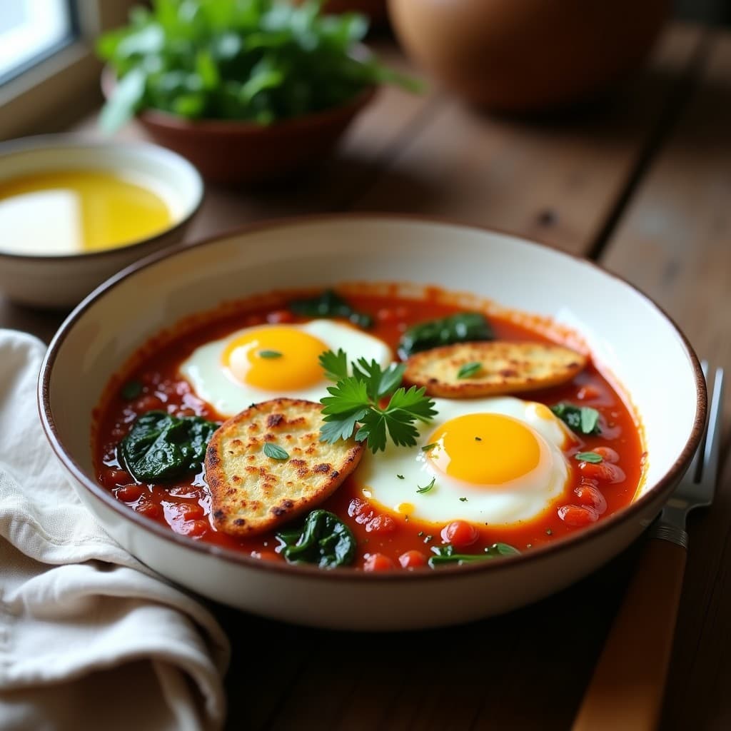 Bowl de Shakshuka con Espinacas y Queso Halloumi: Desayuno Alto en Proteína en 15 Minutos