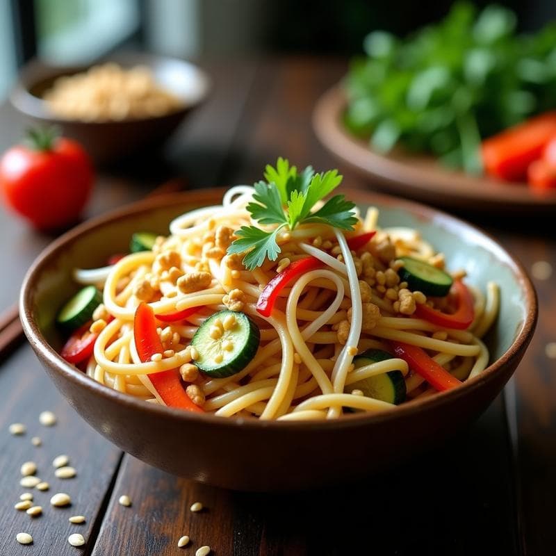 Bowl de Shirataki con Peanut Sauce y Cacahuetes Tostados: Receta Alta en Proteína y Baja en Calorías