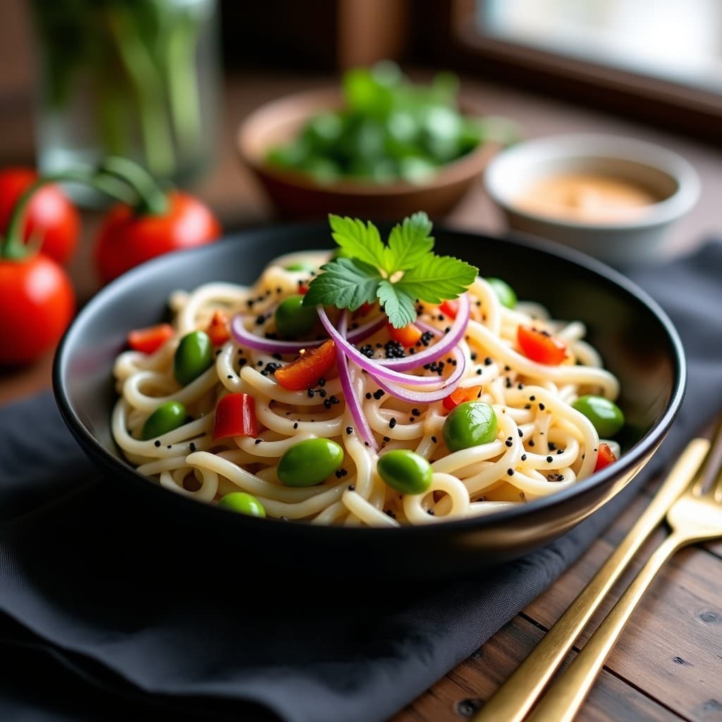 Bowl de Shirataki con Salsa de Cacahuete y Edamame: Receta Keto Alta en Fibra