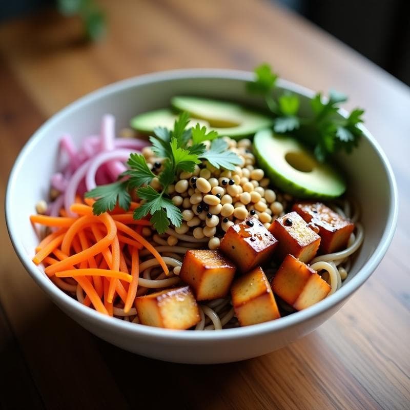 Bowl de Soba con Cacahuetes y Salsa Teriyaki Casera: Receta Japonesa Vegana en 20 Minutos
