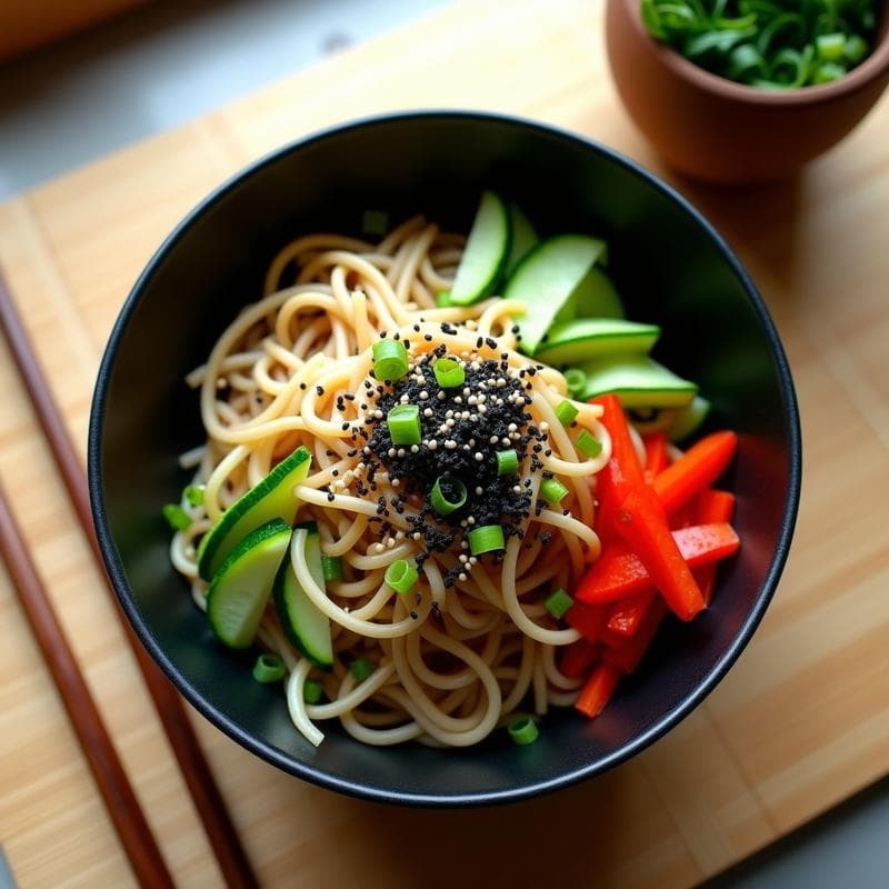 Bowl de Soba con Calabacín Espiralizado y Sésamo: Receta Japonesa Baja en Calorías
