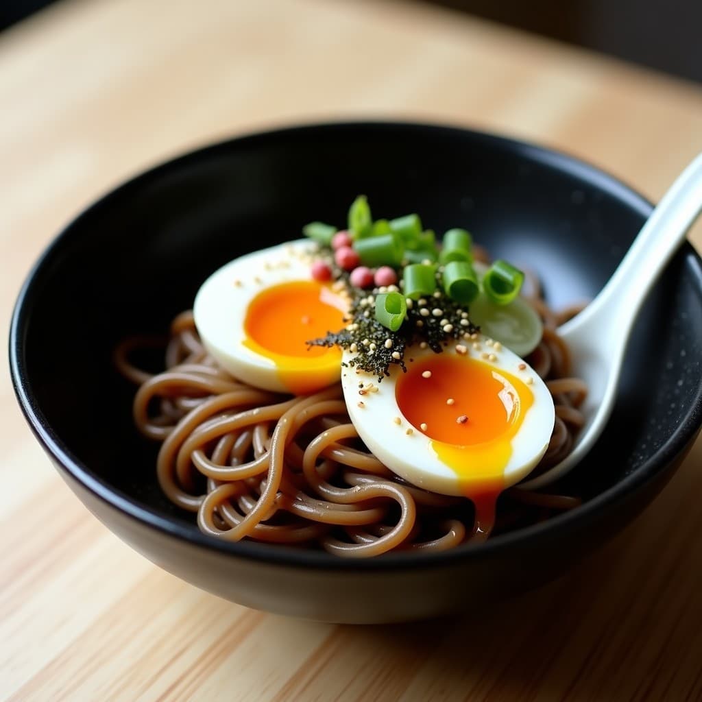 Bowl de Soba con Huevos Marinados en Salsa Ponzu: Receta Japonesa Proteica