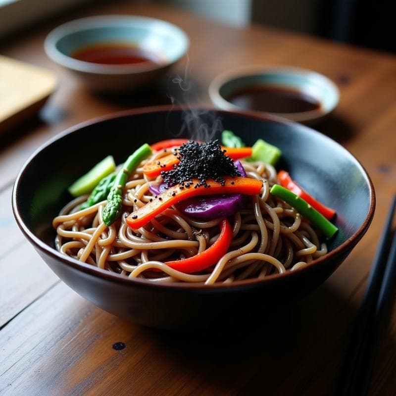 Bowl de Soba Nudles con Vegetales y Salsa de Tamari: Receta Japonesa Keto