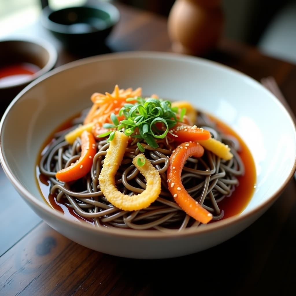 Bowl de Soba con Tempura de Verduras y Salsa Ponzu: Receta Japonesa en Olla Exprés