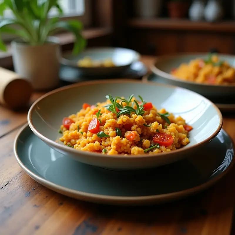Bowl de Teff con Espinacas Baby y Granos de Granada: Receta Etiopiana Vegana para Tupper