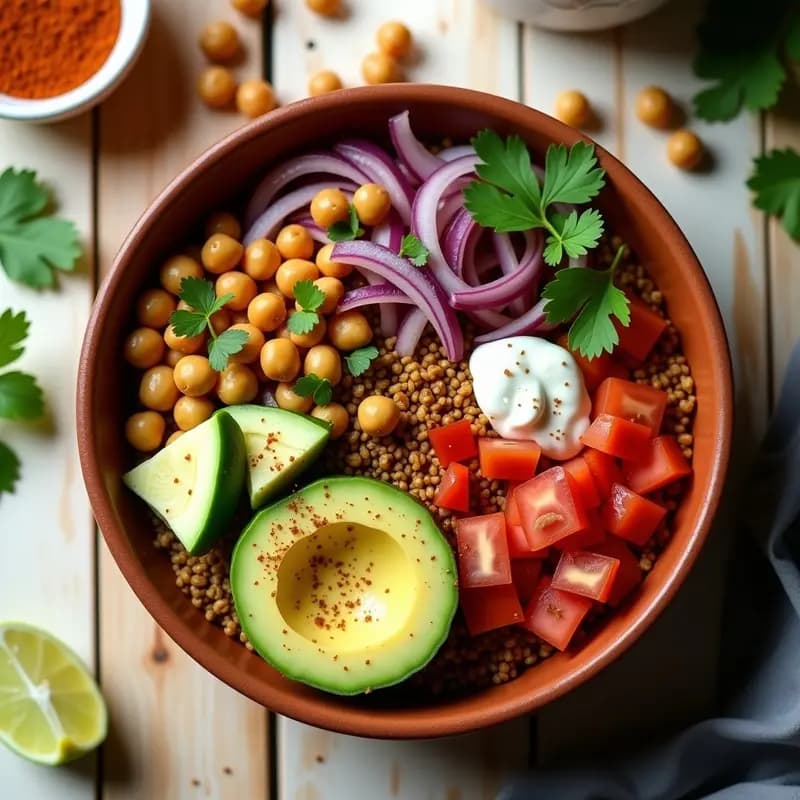Bowl de Teff con Garbanzos Ahumados y Salsa de Tajín: Receta Etiopíana Alta en Proteína