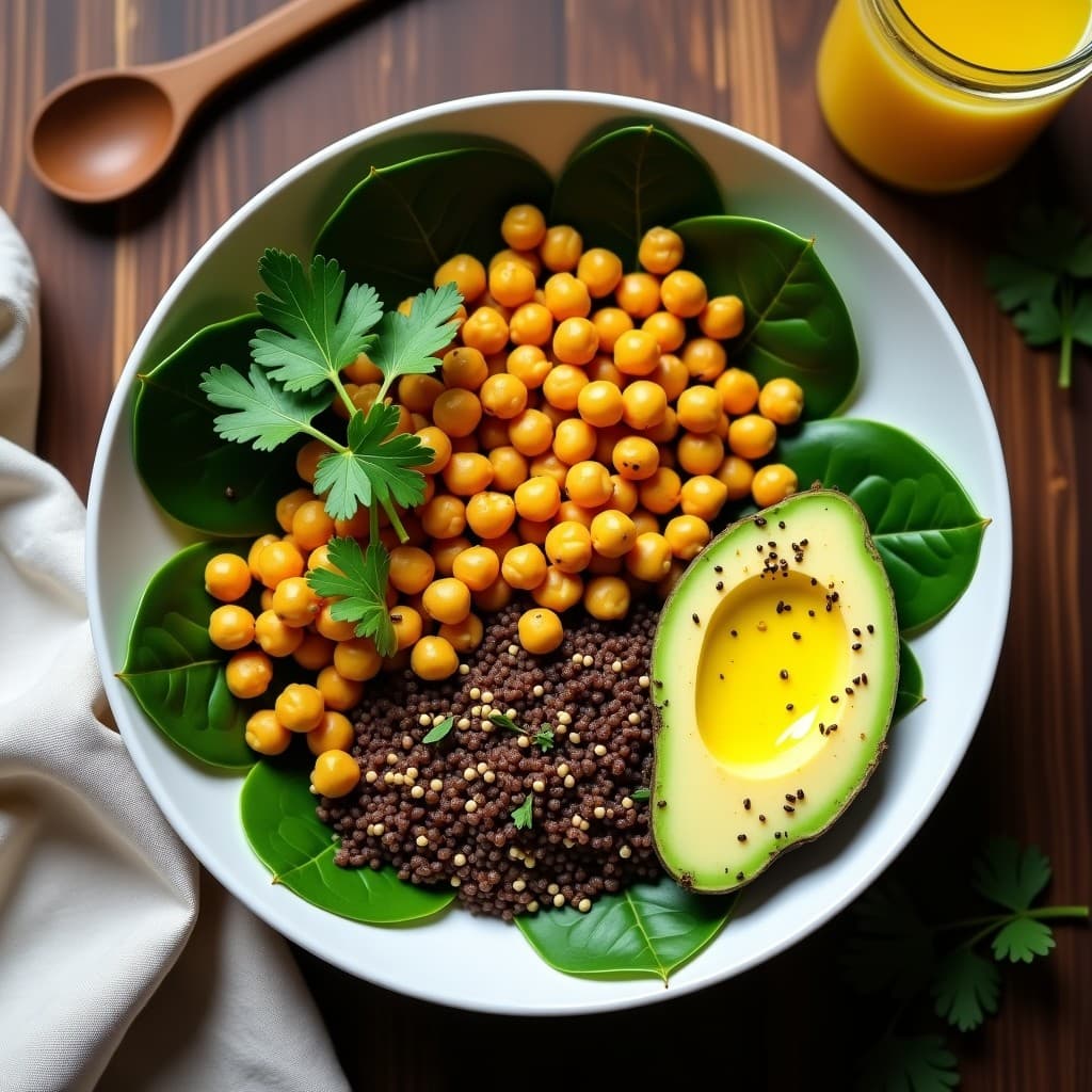 Bowl de Teff y Garbanzos con Vinagreta de Granadilla: Desayuno Etíope Keto y Alto en Fibra