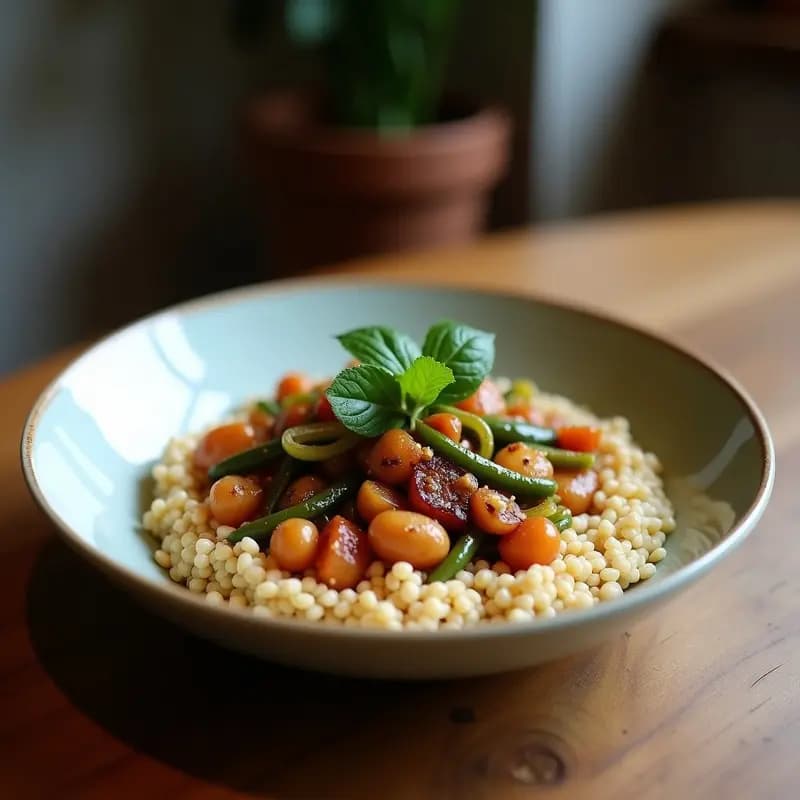 Bowl de Teff con Pepino Asado y Salsa de Tahini y Limón: Desayuno Etíope Vegano