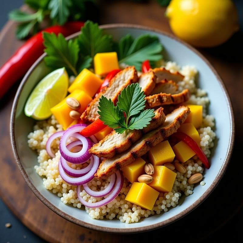 Bowl Tailandés de Mango y Quinoa: Receta Umami en 20 Minutos con Toque Exótico