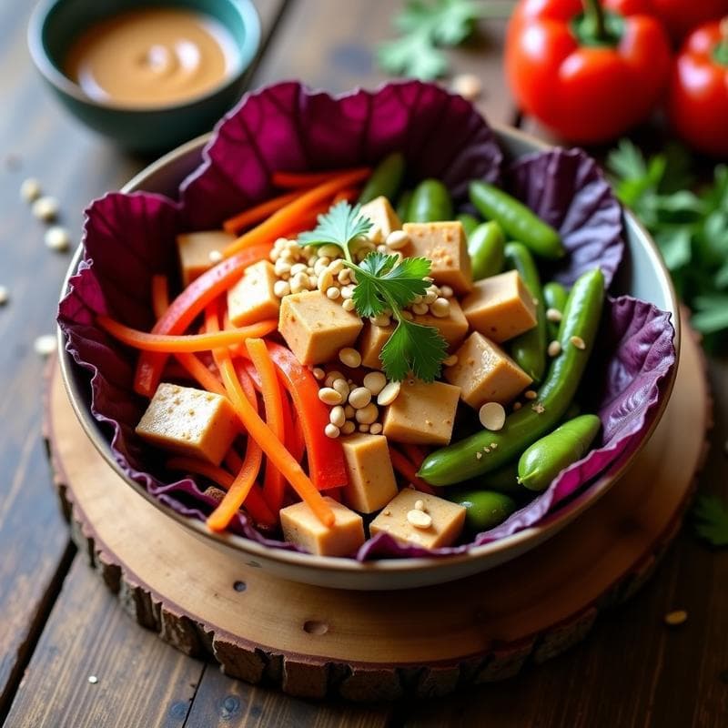 Bowl Tailandés con Salsa de Cacahuete: Receta Vegana en 20 Minutos con Proteína Completa
