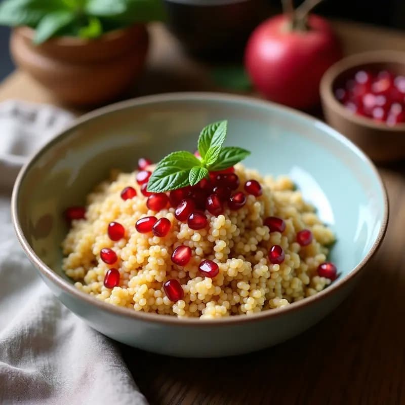 Bowl de Trigo Bulgur con Granada y menta Fresca: Receta Turca Fresca y Alta en Fibra