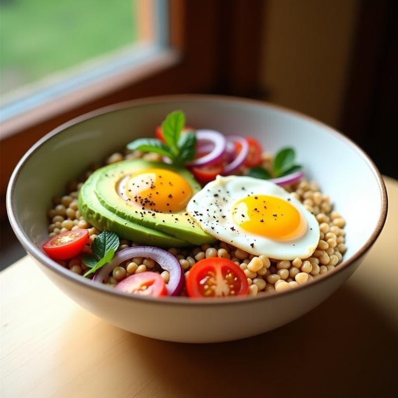 Bowl de Trigo Sarraceno con Aguacate y Huevo Poché: Desayuno Sin Gluten y Proteico