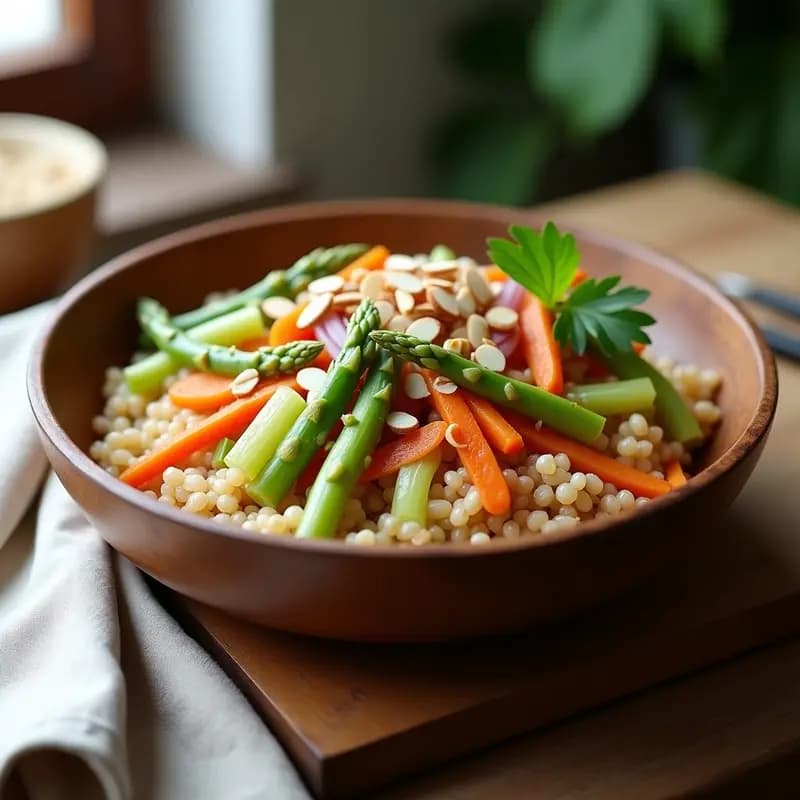 Bowl de Trigo Sarraceno con Espárragos Blancos y Aderezo de Vinagre de Manzana: Receta Rusa Vegana