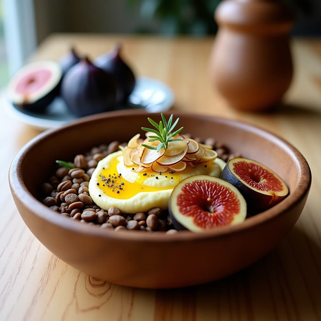 Bowl de Trigo Sarraceno con Higos Asados y Queso de Anacardo: Desayuno Francés Vegano
