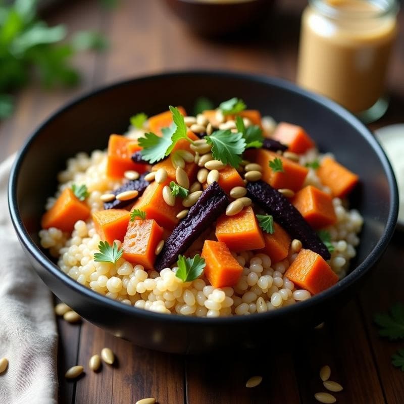 Bowl de Trigo Sarraceno con Raíces Asadas y Tahini: Receta Vegana y Sin Gluten en Airfryer