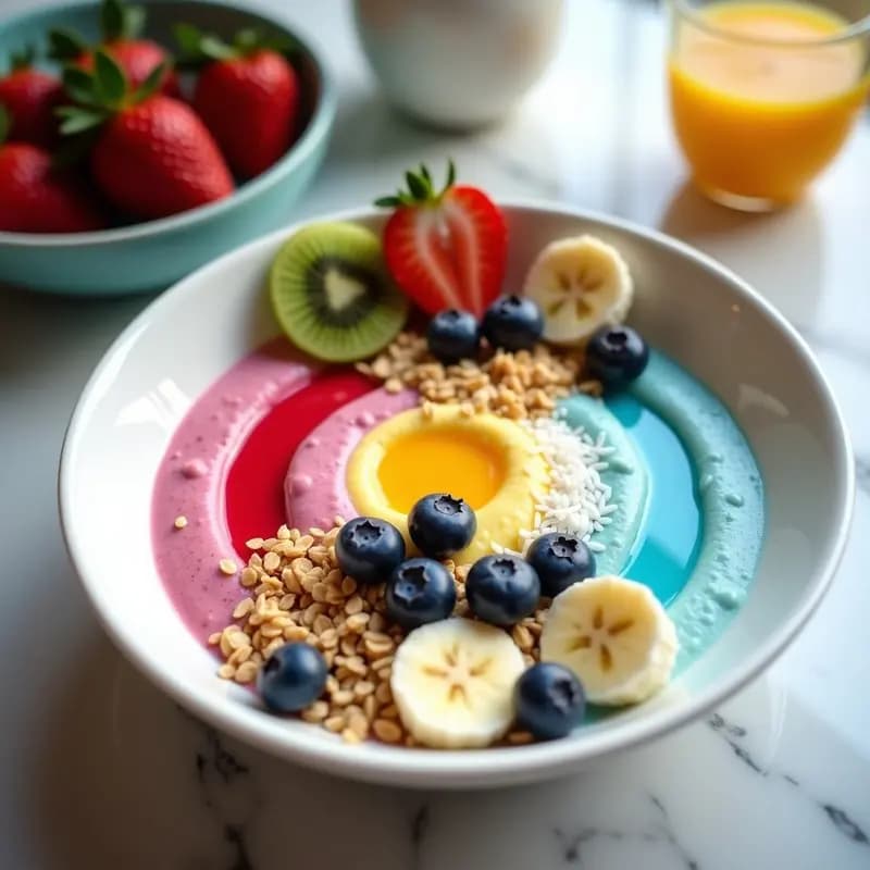Bowl de Unicornio con Leche de Arcoíris: Desayuno Colorido y Fotogénico