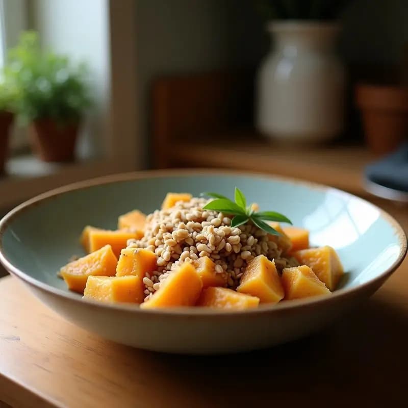 Bowl de Yaca Madura con Granola de Coco y Semillas de Sésamo: Desayuno Tropical Vegano