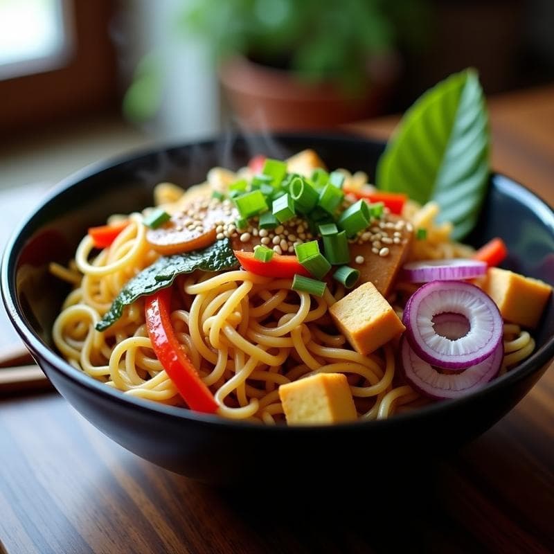 Bowl de Yakisoba de Calabacín y Tofu: Receta Japonesa Keto en 20 Minutos