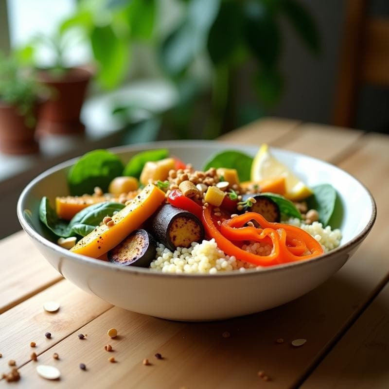 Bowl de Yoga con Quinoa y Vegetales Asados: Receta Vegana y Alta en Fibra