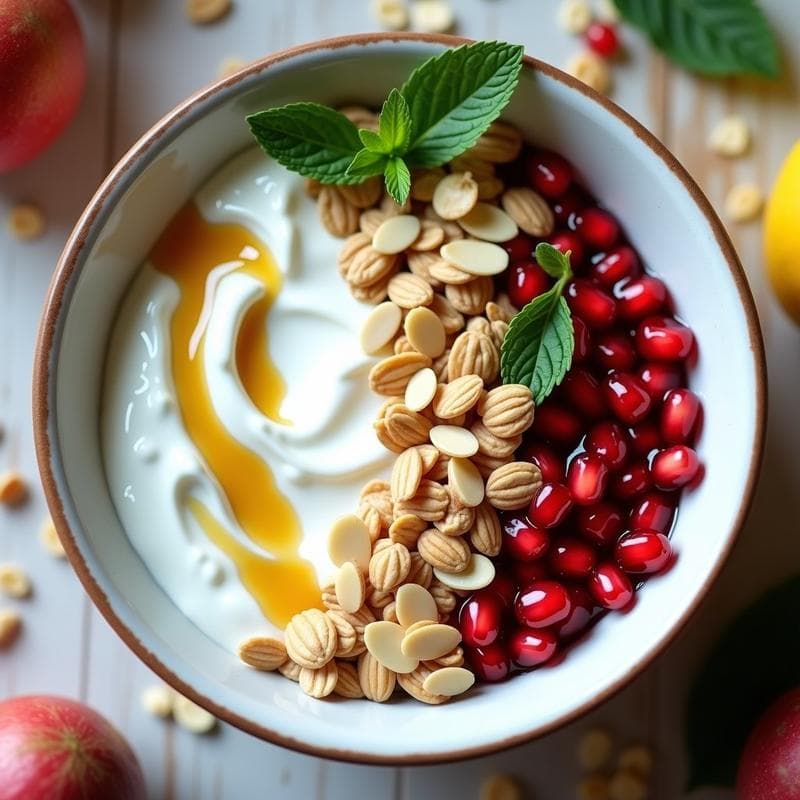 Bowl de Yogur Griego con Granada y Menta: Receta Proteica y Antioxidante en 10 Minutos