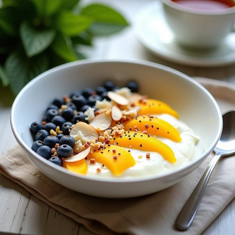 Bowl de Yogur Griego con Granadilla y Semillas de Amapola: Desayuno Alta en Proteína y Probiótico
