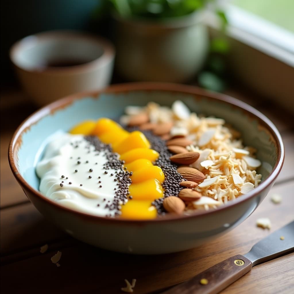 Bowl de Yogur Griego con Granadilla y Semillas de Chía: Desayuno Colombiano Alto en Proteínas