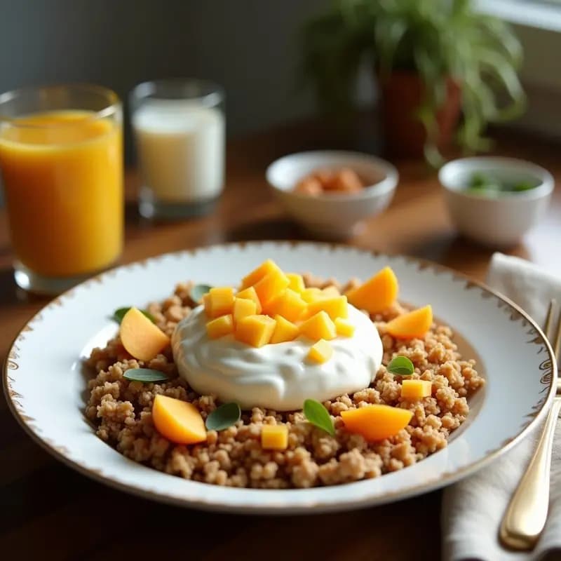 Bowl de Yogur Griega con Granola de Coco y Mango: Desayuno tropical en 2 minutos