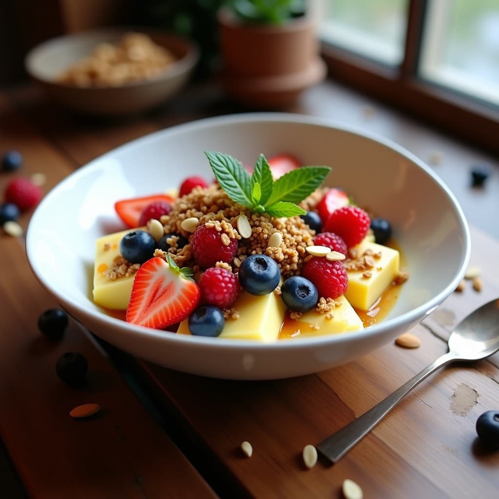 Bowl de Yuca Achira y Frutos Rojos con Granola de Quinoa: Desayuno Andino Sin Gluten