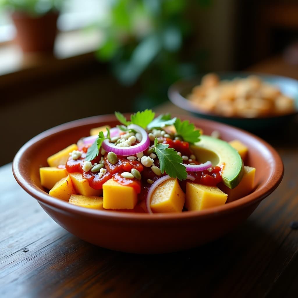 Bowl de Yuca Asada y Aguacate con Salsa de Chile Guajillo: Desayuno Mexicano Sin Gluten