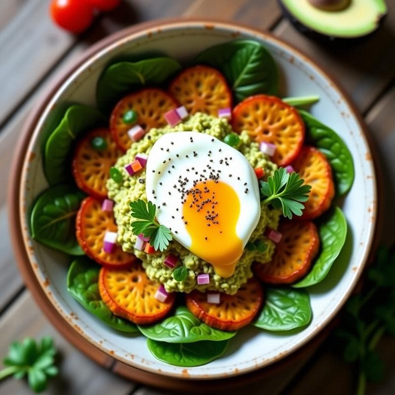 Bowl deostada de Yuca con Guacamole y Huevo Poché: Desayuno Colombiano Keto