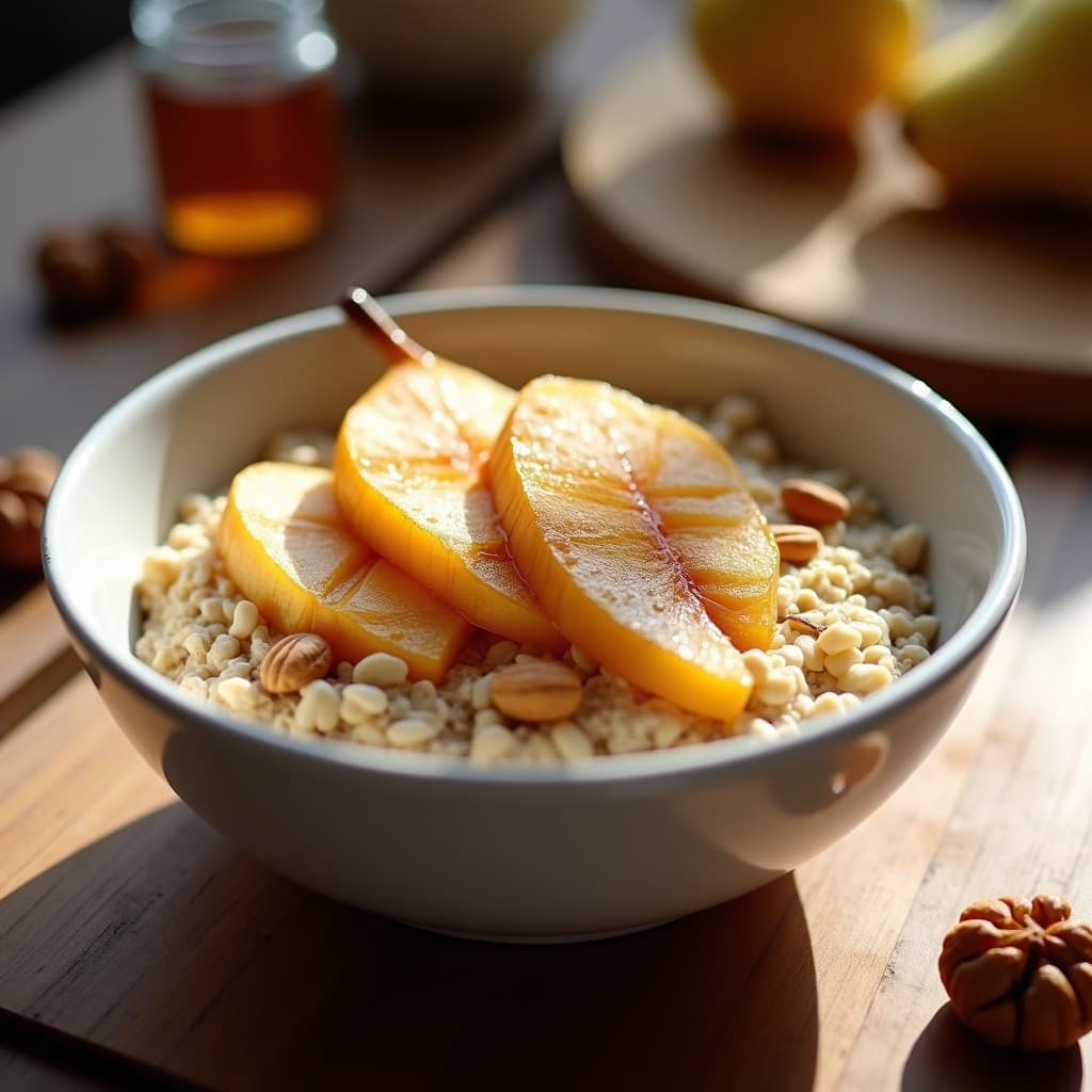 Bowl de Zamorano con Pera Asada y Nueces: Desayuno Asturiano Sin Lactosa y Energético