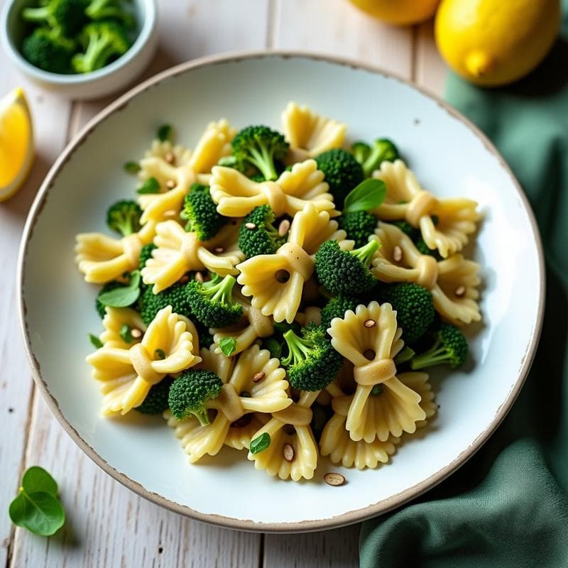 Bowtie Pasta con Pesto de Brócoli y Anacardos: Receta Vegana Alta en Fibra sin Lácteos