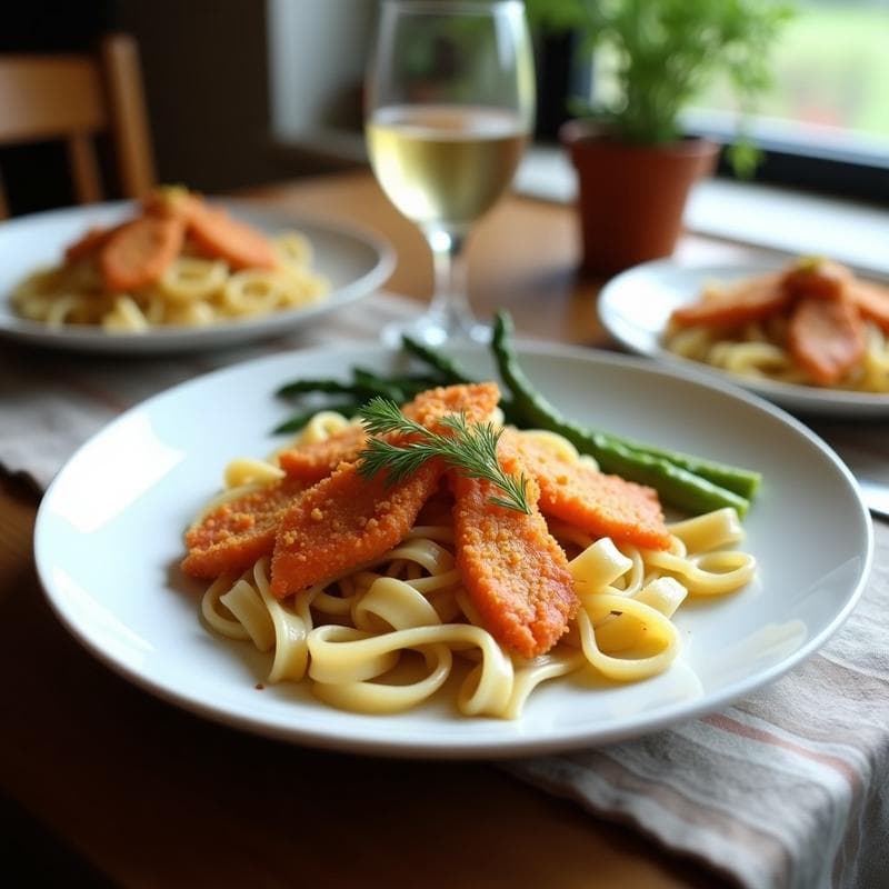 Bowtie de Salmón Ahumado y Espárragos Trigueros: Receta Italiana en Airfryer
