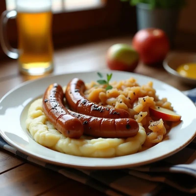 Bratwurst Alemán con Chucrut y Puré de Papas: Receta Tradicional para Cenas Abundantes