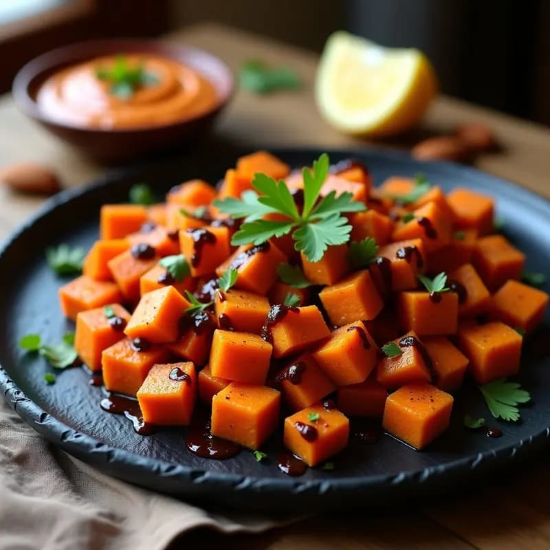 Bravas de Boniato con Salsa de Romesco y Alioli: Tapas Españolas Veganas en Airfryer
