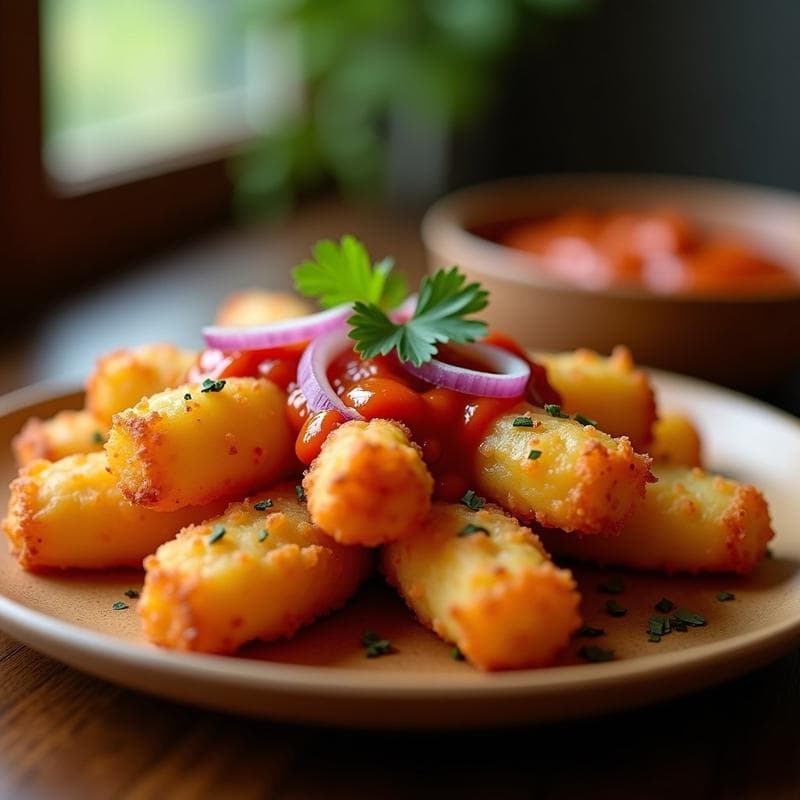 Bravas de Yuca con Salsa de Achiote: Tapa Colombiana Crujiente en Airfryer