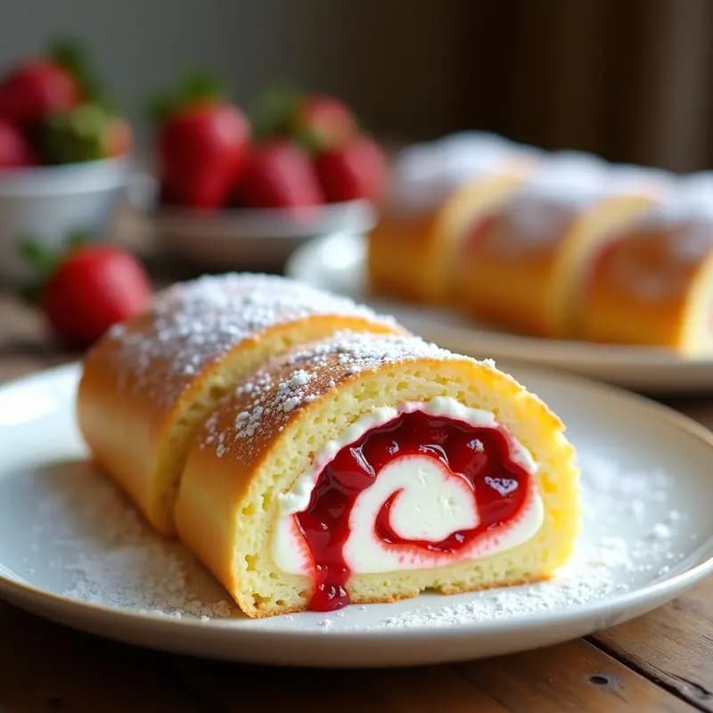 Brazo de Gitano de Nata y Mermelada de Fresa: Postre de la Abuela Sin Horno en 25 Minutos