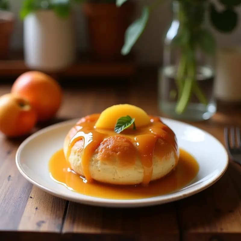 Bread Pudding de Pan Brioche y Manzana con Salsa de Caramelo: Postre Inglés Tradicional